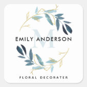 GOUDEN BLAUW BLAUW BLADBLAD KRANS PROFESSIONEEL MO VIERKANTE STICKER (Voorkant)