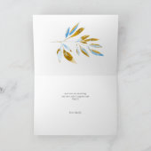 Gouden Blauw Bloemen Happy moederdag Card Kaart (Binnen)