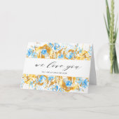 Gouden Blauw Bloemen Happy moederdag Card Kaart (Voorkant)