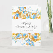 Gouden Blauw Bloemen Happy moederdag Card Kaart (Voorkant)