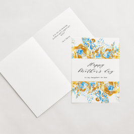 Gouden Blauw Bloemen Happy moederdag Card Kaart
