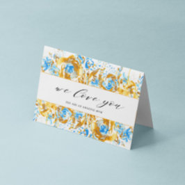 Gouden Blauw Bloemen Happy moederdag Card Kaart