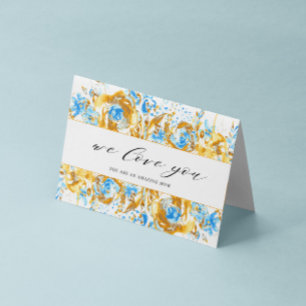 Gouden Blauw Bloemen Happy moederdag Card Kaart