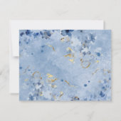 Gouden Blauw Bloemen Memorial Dank u kaart (Achterkant)