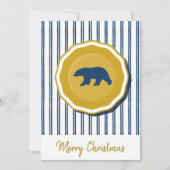 Gouden, blauw en wit beer Kerstuitnodiging Kaart (Voorkant)