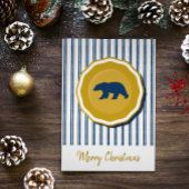 Gouden, blauw en wit beer Kerstuitnodiging Kaart