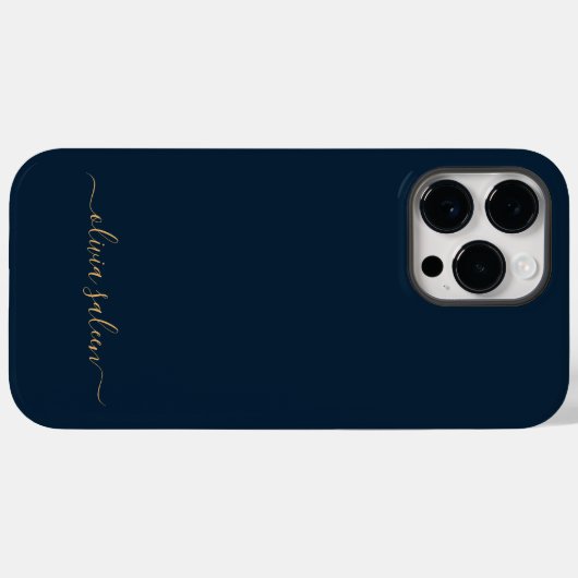 Gouden blauw gepersonaliseerd Case-Mate iPhone case (Achterkant (horizontaal))