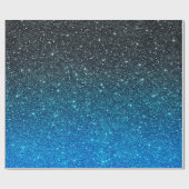 Gouden Blauw Zwart Glitter Patroon Kerstmis Cadeaupapier (Vlak)