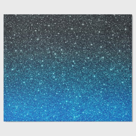 Gouden Blauw Zwart Glitter Patroon Kerstmis Cadeaupapier (Vlak)