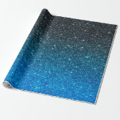 Gouden Blauw Zwart Glitter Patroon Kerstmis Cadeaupapier (Uitgerold)