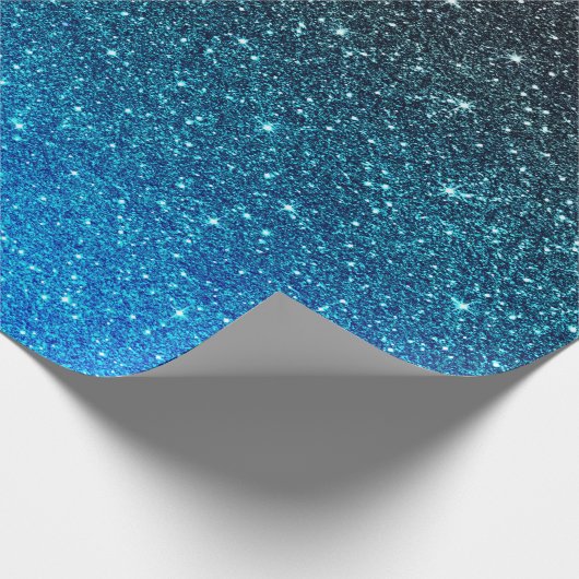 Gouden Blauw Zwart Glitter Patroon Kerstmis Cadeaupapier (Hoek)