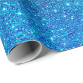 Gouden Blauw Zwart Glitter Patroon Kerstmis Cadeaupapier (Rol Hoek)