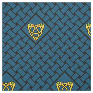 Gouden/blauw/zwart weefsel, diamant, Keltische Stof
