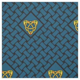 Gouden/blauw/zwart weefsel, diamant, Keltische Stof