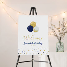 Gouden & Blauwe Ballonnen | Jongen 1e Verjaardag W