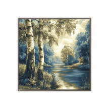 Gouden Blauwe Berkenbomen bij het Rivierlandschap