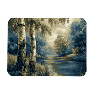 Gouden Blauwe Berkenbomen langs de Rivier Magneet