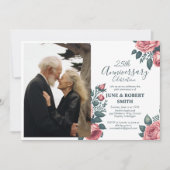 Gouden Blauwe bloem 25e trouwdagjubileum Kaart (Voorkant)