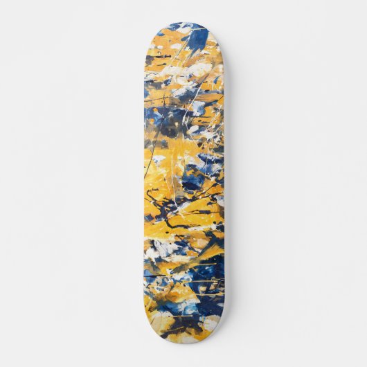 Gouden Blauwe Bloem Camouflage Skateboard (Voorkant)
