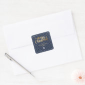 Gouden Blauwe Buffel Plaid Sneeuwvlok Kerstmis Vierkante Sticker (Envelop)