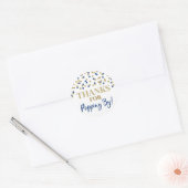Gouden Blauwe Confetti Bedankt voor Popping By Ronde Sticker (Envelop)