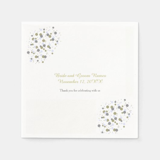 Gouden Blauwe Confetti Stippen Servetten (Voorkant)