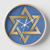 Gouden Blauwe Davidster Kunstpaneel Broche of Spel (Voorkant)