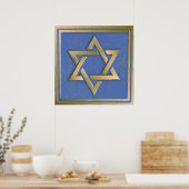 Gouden Blauwe Davidster Kunstpaneel Poster (Keuken)