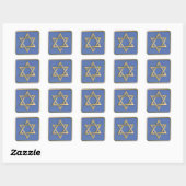 Gouden Blauwe Davidster Kunstpaneel Vierkante Sticker (Vel)