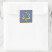 Gouden Blauwe Davidster Kunstpaneel Vierkante Sticker (Tas)