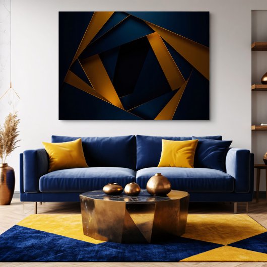 Gouden Blauwe Doolhof Canvas Afdruk