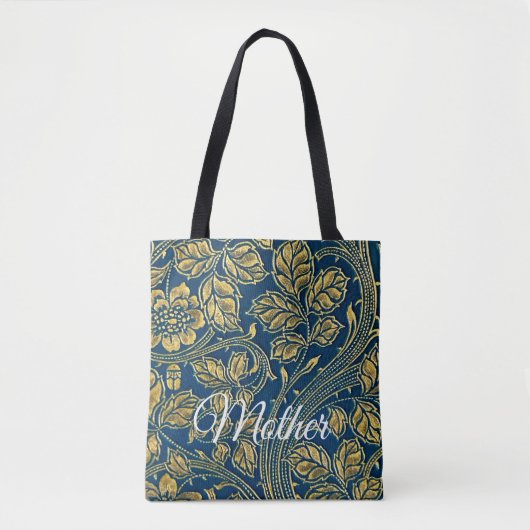 Gouden Blauwe Elegantie Tote Bag (Voorkant)