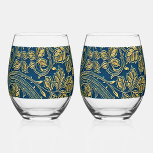 Gouden Blauwe Elegantie Wijnglas Zonder Voet