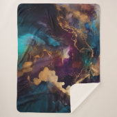 Gouden, Blauwe en Paarse Sherpa Deken (Voorkant)