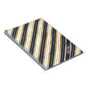 Gouden Blauwe en Witte Strepen Notitieboek (Rechterzijde)