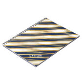 Gouden Blauwe en Witte Strepen Notitieboek (Linkerzijde)