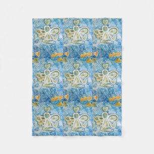 Gouden Blauwe Engel Custom Zachte Fleece Deken