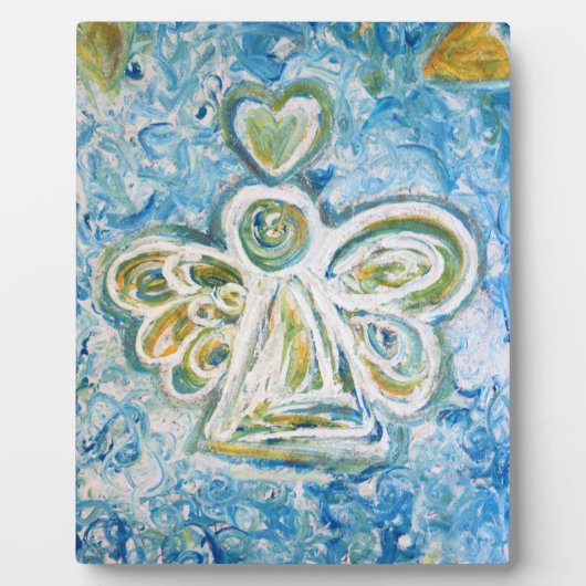 Gouden Blauwe Engel Kunst Schilderij Cadeaobord Fotoplaat (Voorkant)