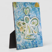 Gouden Blauwe Engel Kunst Schilderij Cadeaobord Fotoplaat (Zijkant)