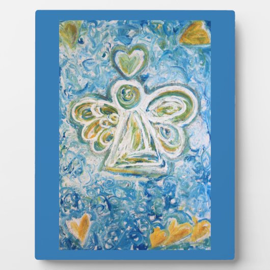 Gouden Blauwe Engel Kunst Schilderij Plaquette Cad Fotoplaat (Voorkant)