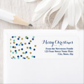 Gouden Blauwe Glitter Confetti Kerstmis Adreslabel Etiket (Insitu)