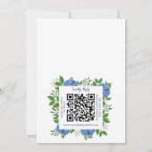 Gouden Blauwe Hortensia's QR Code Katholieke bruil Kaart (Achterkant)