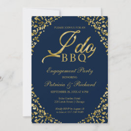 Gouden Blauwe I DO BBQ Feestelijke Uitnodiging