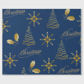 gouden blauwe kerst cadeaupapier (Vlak)