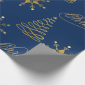 gouden blauwe kerst cadeaupapier (Hoek)