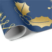 gouden blauwe kerst cadeaupapier (Rol Hoek)
