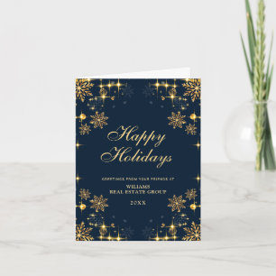 Gouden Blauwe Kerst Ornament Bedrijfs Groet Feestdagen Kaart