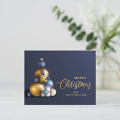 Gouden Blauwe Kerstavond Briefkaart (Staand voorkant)