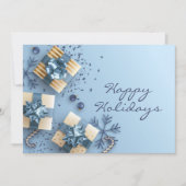 Gouden Blauwe Kerstavond Feestdagenkaart (Voorkant)