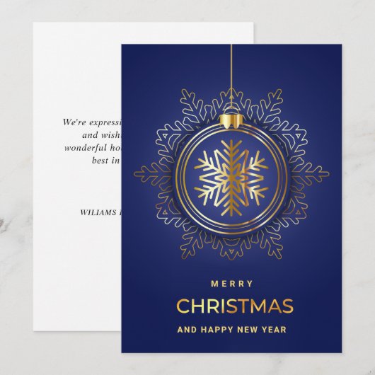 Gouden Blauwe Kerstavond Feestdagenkaart (Voorkant / Achterkant)